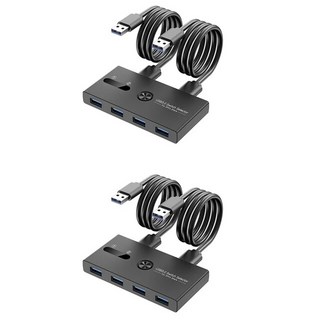 2X USB 3.0 스위치 KVM 도킹 스테이션 프린터 공유 장치 모니터 어댑터 컨버터 2 인 4 아웃, 1개