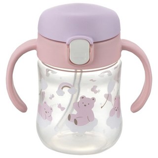 Richell 利其爾 TLI熊愛尼鴨嘴吸管水杯, 200ml, 5個月以上適用, Blue Choo-choo, Pink Bear, Mint Puppy, 1個