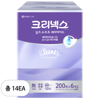 크리넥스 실크소프트 세라마이드 미용티슈 2겹, 6개입, 14개