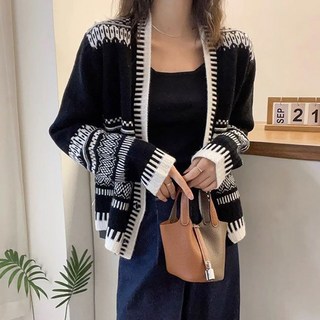 가을 여자 캐주얼 루즈핏 니트 브이넥 오버핏 가디건 아우터