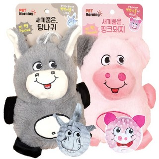 펫모닝 새끼품은 핑크돼지 PMD-236 + 당나귀 PMD-2367, 1세트, 혼합