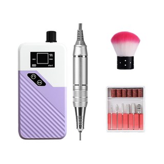 YINUO USB충전식 전동 네일 관리기 젤 네일 드릴 네일 케어 속도 조절 0-35000rpm 전문 폴리셔, 1개, 퍼플