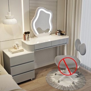 세련된 LED 조명 화장대 확장형 서랍장 수납 화장대, 100cm, Y02+구름 거울