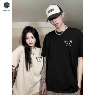SMALELCC 커플 반팔티 루즈핏 프린트 반팔티셔츠 여름 순면 티셔츠 YYU887
