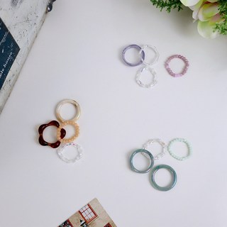 4pcs 크리스탈 비즈 아크릴 반지 세트 (3 colors), 브라운, 1개