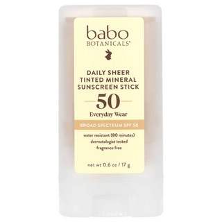 Babo Botanicals 데일리 시어 틴티드 미네랄 자외선 차단제 스틱