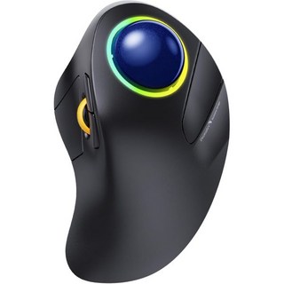 ProoArc 무선 블루투스 트랙볼 마우스 EM03 인체공학 RGB 롤러볼 충전식 컴퓨터 노트북 3 기기 연결 iPad Mac Windows Blue용 집게 손가락 컨트롤, B-Blue Ball