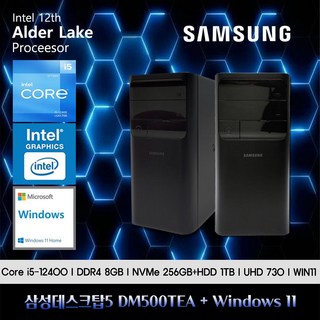 삼성데스크탑5 12세대 i5 컴퓨터 DM500TEA-A58A+WIN11(i5-12400/8GB/SSD256GB+HDD1TB/UHD730/WIN11), 8GB