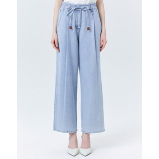 24SS [BEST][데님와이드핏]라이트블루 벨티드 데님라이크 와이드 팬츠 HSPA4B351B1