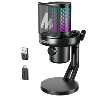 마오노 무선 콘덴서 마이크 게이밍 방송용 스트리밍 DM40, 탁상형, 블랙, DM40 Pro