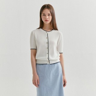 더아이잗 펀칭 스캘럽 배색 가디건 IP7P1CD011