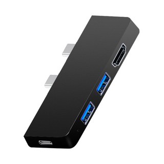서피스 프로 8 9 X용 멀티 스플리터 어댑터 6 인 1 도킹 스테이션 C타입 수-HDMI 호환 SD MicroSD USB 허브, 02 Black, 1개