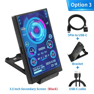 휴대용 보조 모니터 3.5 인치 IPS TYPE-C 화면 DIY 컴퓨터 USB-TYPEC Windows 내장 소프트웨어, 없음, 3) Option 3