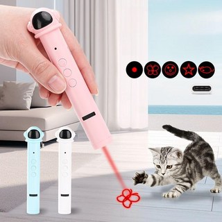 캐치캐치 고양이 불빛 도형 잡기 놀이 LED 다용도 충전 USB 펜, 블루+화이트(2개), 2개