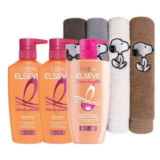 로레알파리 드림랭스 샴푸 400ml 2개+컨디셔닝 헤어팩 410ml 1개 (증)타올1개