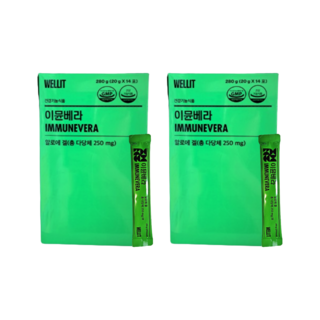 웰릿 이뮨베라 알로에겔 샘플 증정 [구성확인] 1박스 14포, 280g × 2개, 280g, 2개