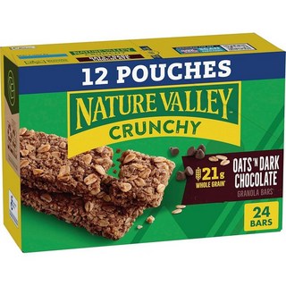 Nature Valley 크런치 그래놀라 바 시나몬 253.4g9온스 파우치 2개입 6봉, 24 Count (Pack of 1), Oats 'n Dark Chocolate