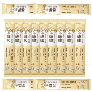 호아비 리치꽃 자연 벌꿀 휴대용 일회용 스틱꿀, 100개, 12g