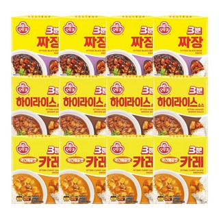 오뚜기 3분카레 약간매운맛 4개+ 하이라이스소스 4개+ 3분짜장 4개, 1개