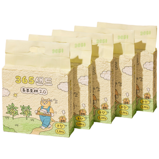 3651 365샌드 고양이 두부모래 2.0 가는입자, 7L, 5개, 무향