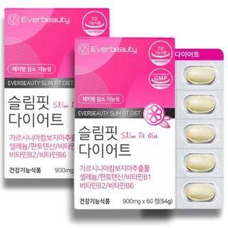 6중복합 체지방 감소 기능성 다이어트 보조제 HCA 가르시니아 추출물 식약처인정 다이어트 건강 기능 식품, 2개, 60정