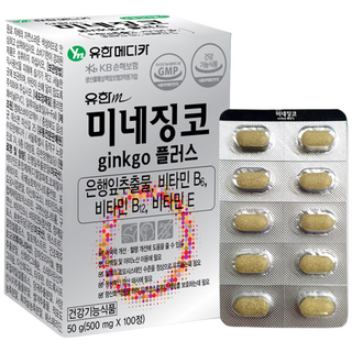 유한m 미네징코 200정 은행잎추출물150mg 비타민B6 비타민B12 비타민E 기억력개선 혈행개선 순환개선, 50g, 2개