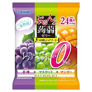 0칼로리 곤약젤리 거봉/샤인머스켓/망고 3가지 혼합맛 일본 오리히로, 432g, 4개