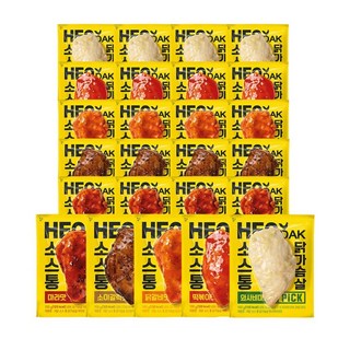 허닭PICK 소스 통 닭가슴살 5종 혼합 (닭갈비 마라 떡볶이 소이갈릭 와사비마요), 20개, 100g