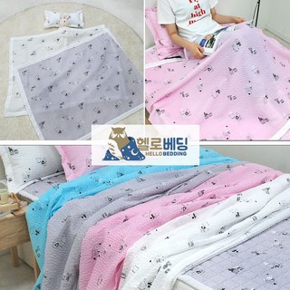 헬로베딩 시어서커(샤카) 여름이불 겹이불/홑이불, 레빗핑크로 쾌적한 여름밤!
