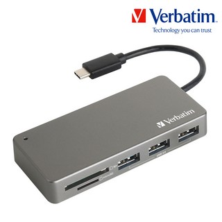 버바팀 USB3.1 허브 플러스 타입C OTG 카드리더기, 그레이