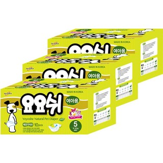 요요쉬 여아용 네츄럴 애견 기저귀, 중형, 3팩