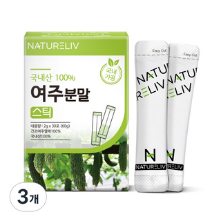 네이쳐리브 국산 여주 분말 가루 스틱 씨앗 제거 하고 만든 국내산, 60g, 3개
