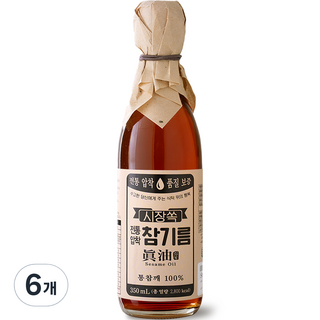 시장쏙 전통압착 참기름, 350ml, 6개