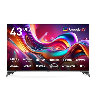 프리즘코리아 4K UHD LED 구글 3.0 스마트 TV, 109cm(43인치), CP43G3, 스탠드형, 고객직접설치_더 큰 화면으로 즐기는 현실감 넘치는 스마트TV