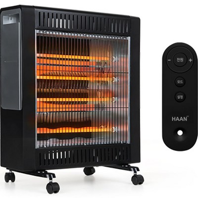 한경희생활과학 뉴트로 4단 쿼츠 석영관 히터, HAAN-Q1000, 블랙