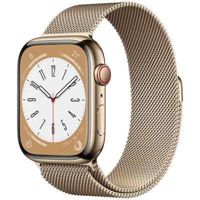 Apple 애플워치 8, 45mm, GPS+Cellular, 스테인리스, 골드 / 골드 밀레니즈 루프