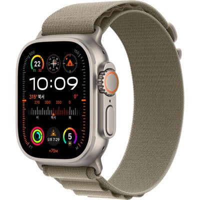  Apple 애플워치 Ultra 2 티타늄 알파인 루프, 올리브, Medium, 49mm, GPS+Cellular _애플워치울트라2