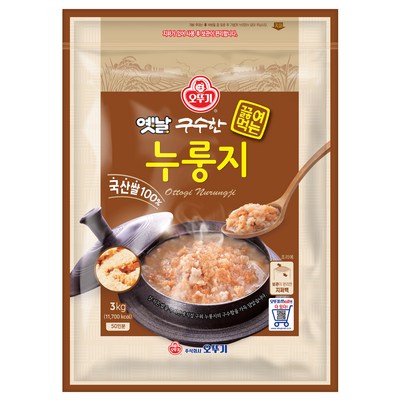  오뚜기 구수한 끓여먹는 누룽지, 1개, 3kg _쫄깃한 맛과 영양가 가득