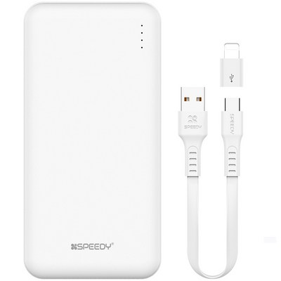 SPEEDY 슬림 듀얼 보조배터리 10000mAh + C타입 케이블 + 8핀 젠더, BND-2PCPPB100A, 화이트_간편하고 강력한 보조배터리 10000mAh