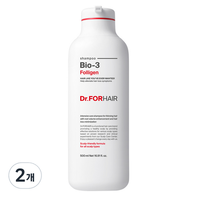 닥터포헤어 탈모증상완화 뿌리볼륨개선 폴리젠 바이오3 샴푸, 500ml, 2개_모발을 케어해주는 닥터포헤어 샴푸