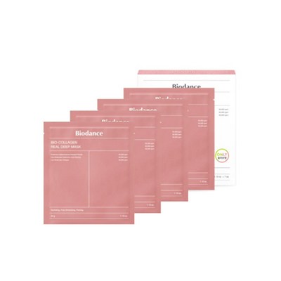 바이오던스 바이오 콜라겐 리얼 딥 마스크 수면마스크팩 하이드로겔 모공케어, 4매입, 1개_피부장벽을 회복하는 바이오던스 콜라겐 마스크팩