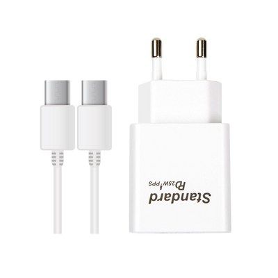 E-COMS 국내생산 초고속충전기 25W PD3.0 PPS, 화이트 CTOC 케이블 포함