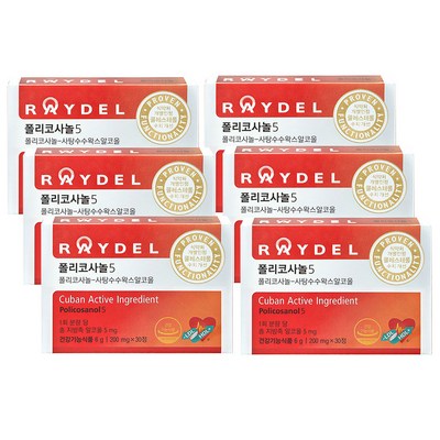  레이델 폴리코사놀 5mg, 30정, 6개 _효과 만점