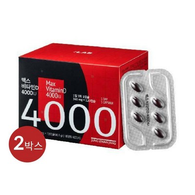[정관장LAB] 맥스 비타민D 4000IU 340mg x 2박스 (240캡슐), 120정, 4개