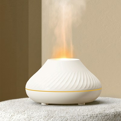 Modlauna 아로마 디퓨저 무드등 가습기 모방화염 가습기, 흰색