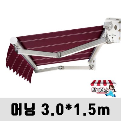언니어닝 어닝 자가설치용 방수 천막 가게 옥상 햇빛가리개 접이식 캐노피 차량용 수동 고정 자동 DIY, 3m x 1.5m, 랜덤발송_