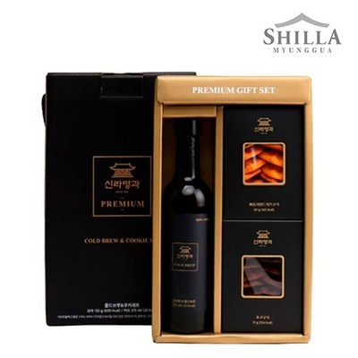 신라명과 수제쿠키 콜드브루 커피 선물세트(과자155g/커피375ml), 1세트_신라명과 수제쿠키