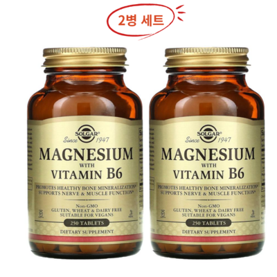 [1+1] Solgar 솔가 마그네슘 위드 비타민 B6 250정 비타민비 B VITAMIN 피리독신 2개, 500정, 1개