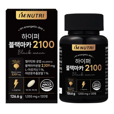 아임뉴트리 하이퍼 블랙마카 2100 젤라틴화 공법 페루 블랙마카, 120정, 1개_블랙마카 맛집
