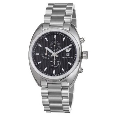 Emporio Armani Mens AR5957 Silver/Black Stainless Steel Watch/1434199